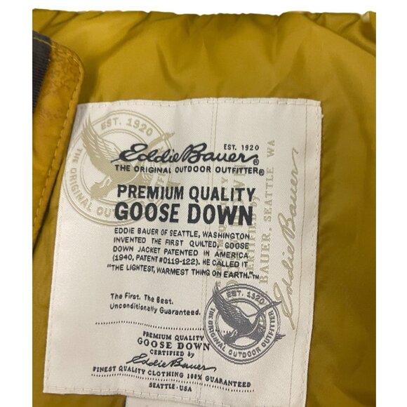 Eddie Bauer Mens Puffer Vest Size L Yellow Goose Down Full Zip Outerwear Jacket - Picture 3 of 8